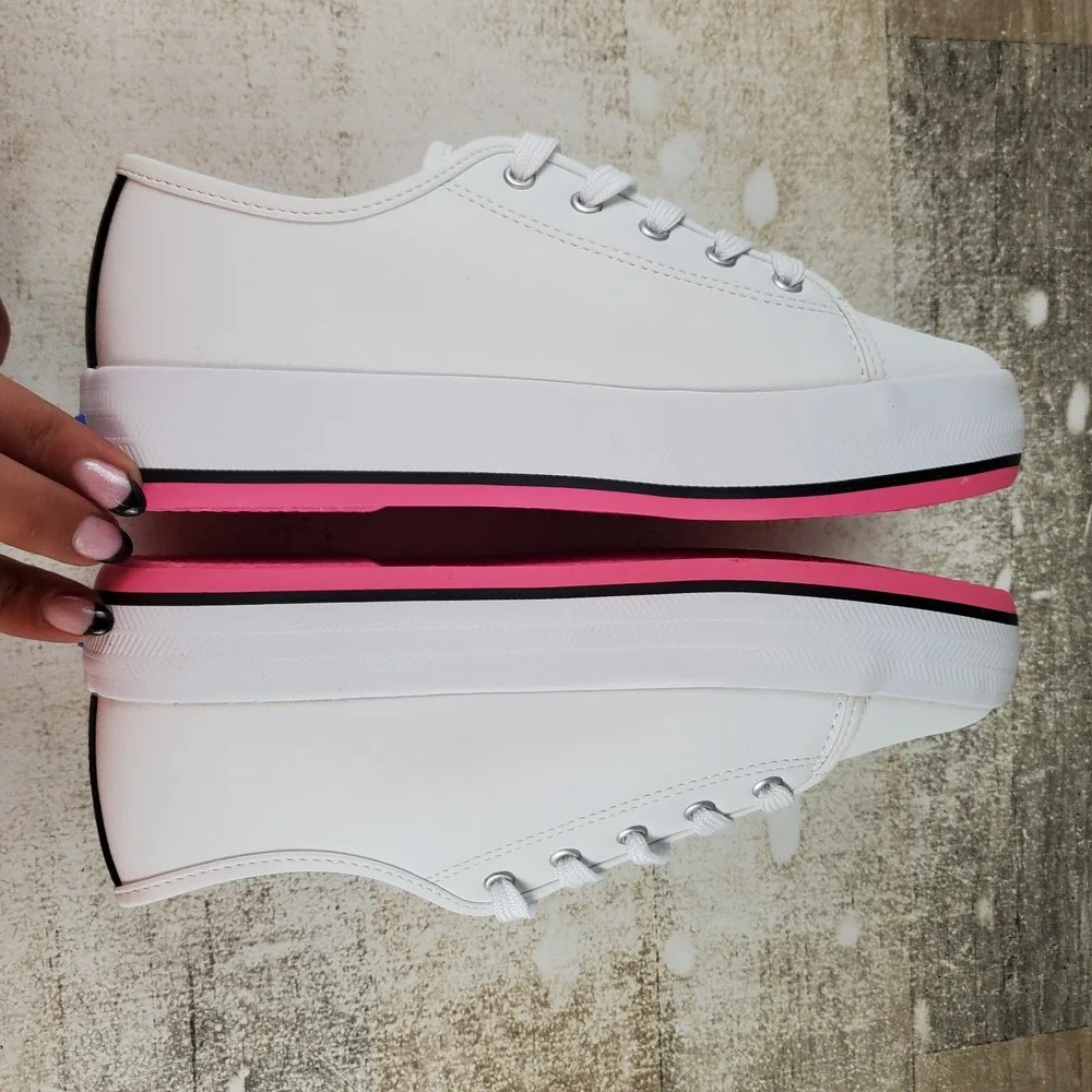 Keds Triple Up Girls Shoes Sz 3 White Foxing Strip Lace Up Platform Sneakers